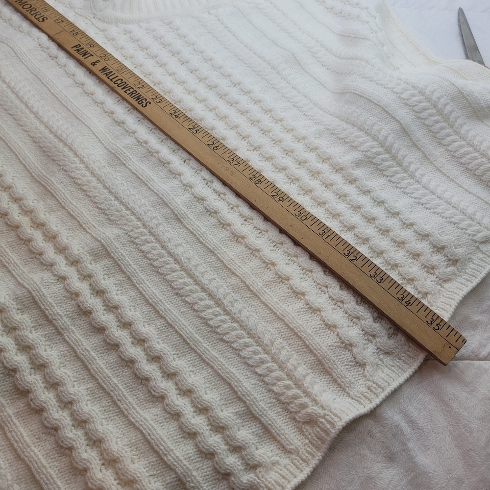 Cabi ivory cable knit V neck poncho fisherman quiet luxury neutral festival OS - Picture 6 of 10